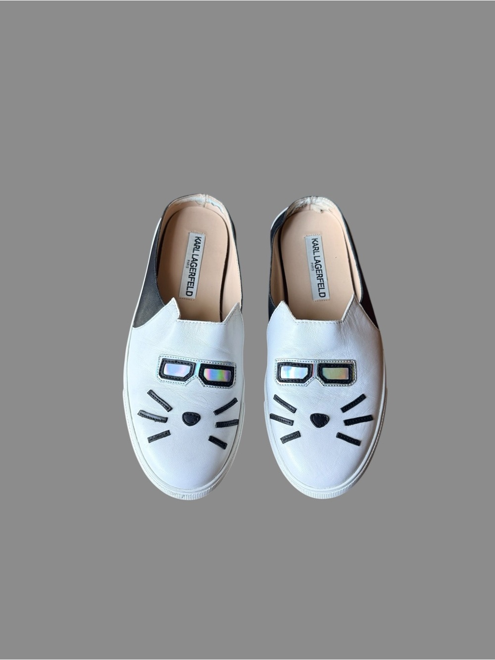 Karl Lagerfeld Paris Leather Mule. Features Famous Birman Cat, Choupette!